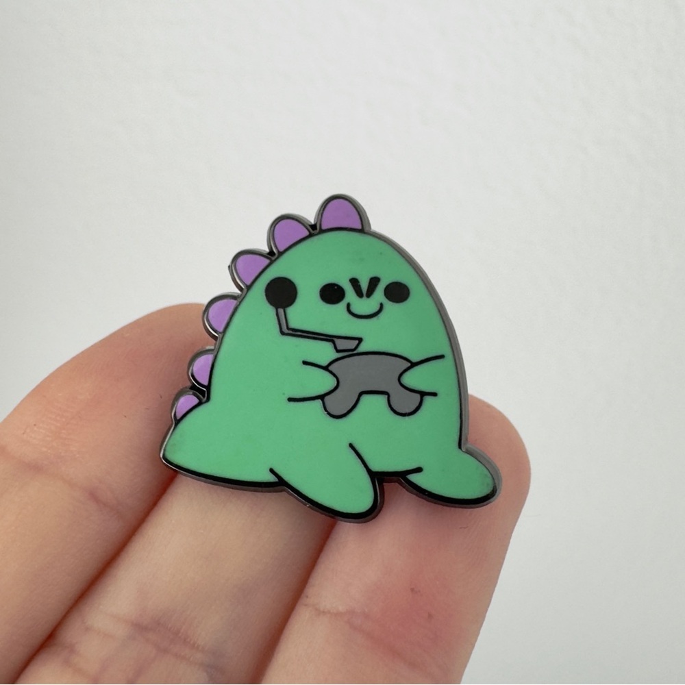 🆕 Cute Gamer Dinosaur enamel pin